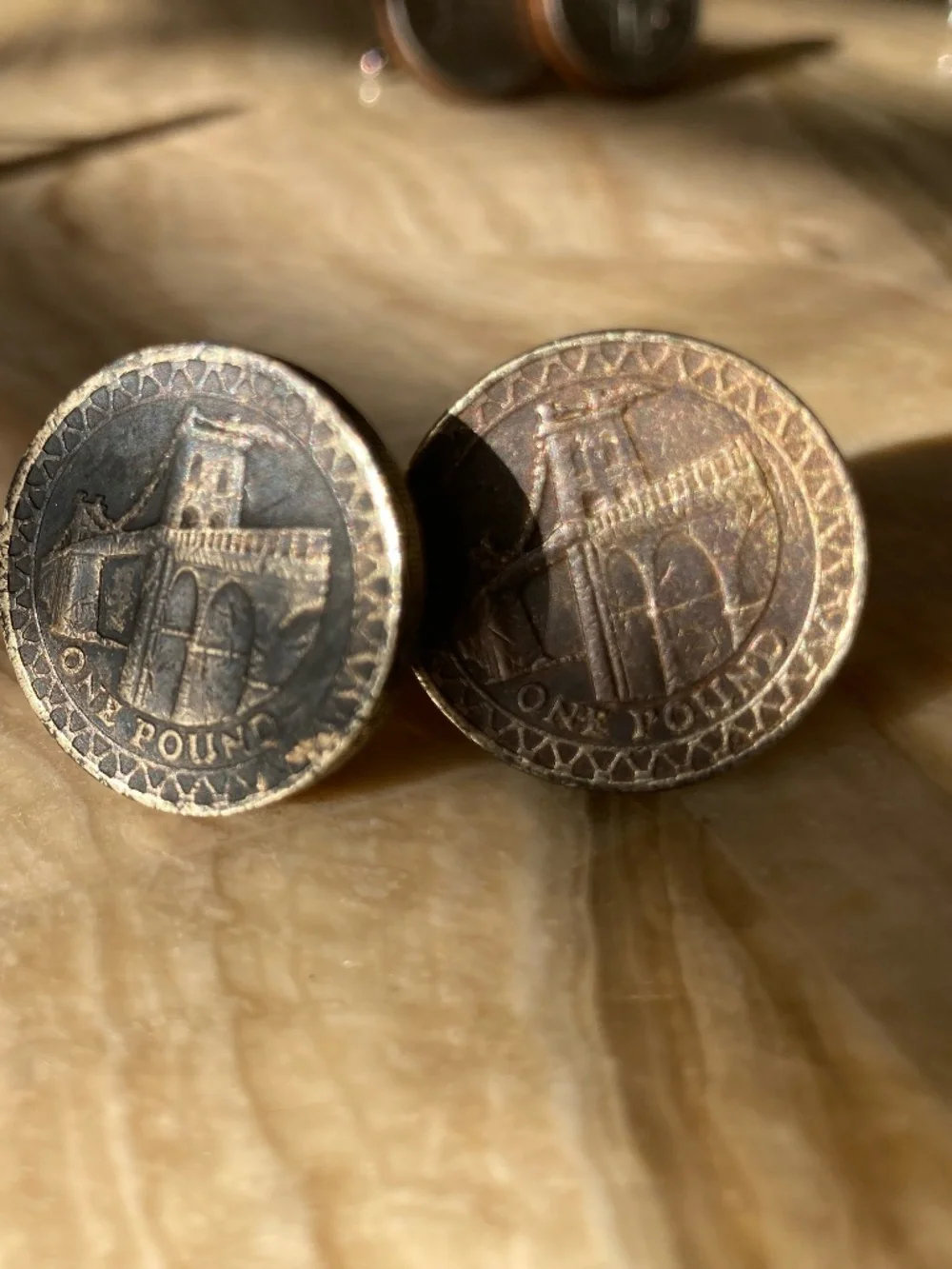 Menai Bridge £1 Coin Cufflinks  Antiqued profiled  Wales Engineer Gift